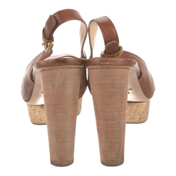 Vintage Y2K Prada Brown Leather Slingback Open Toe Platform Sandals Size 10 9.5 - Picture 4 of 10